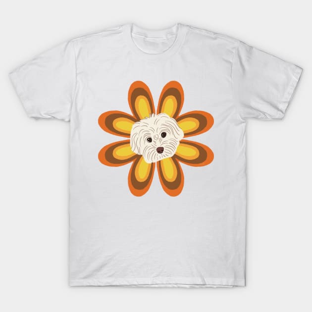 Retro Flower Maltipoo Dog T-Shirt by PatternbyNOK